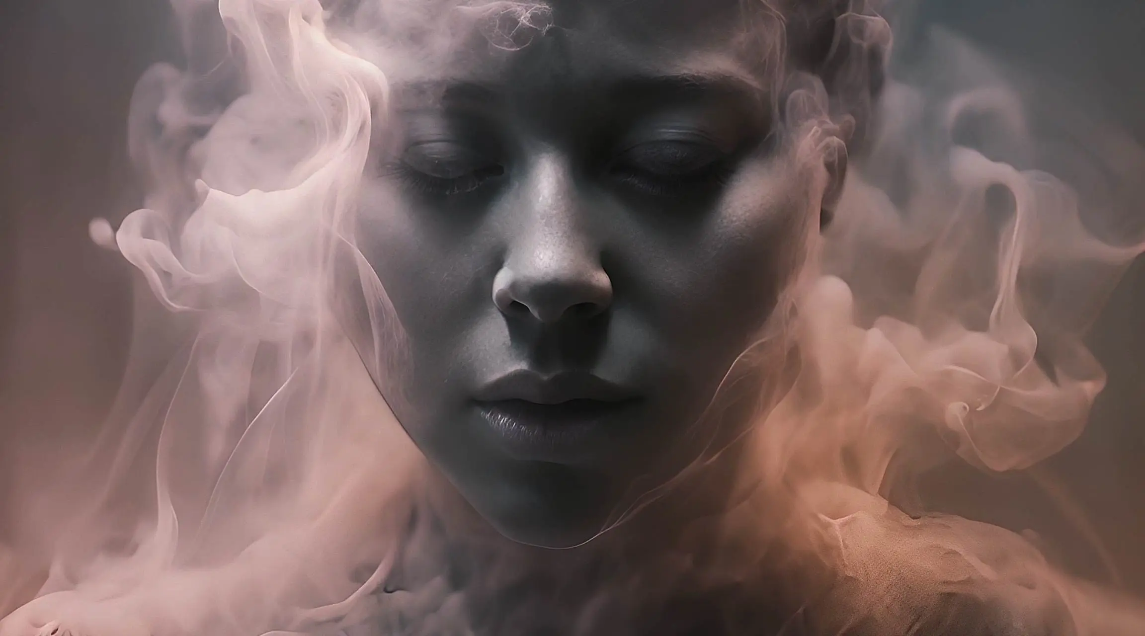 Calm Female Portrait with Swirling Smoke Motion Graphics Clips